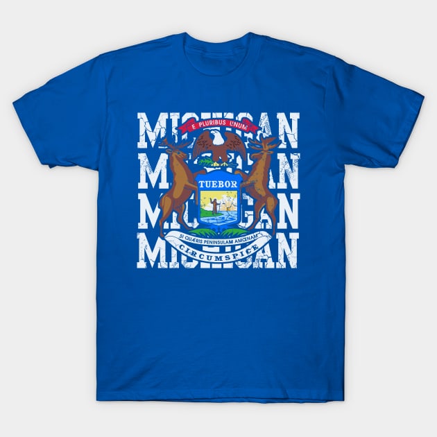 Michigan State Flag Design T-Shirt by E